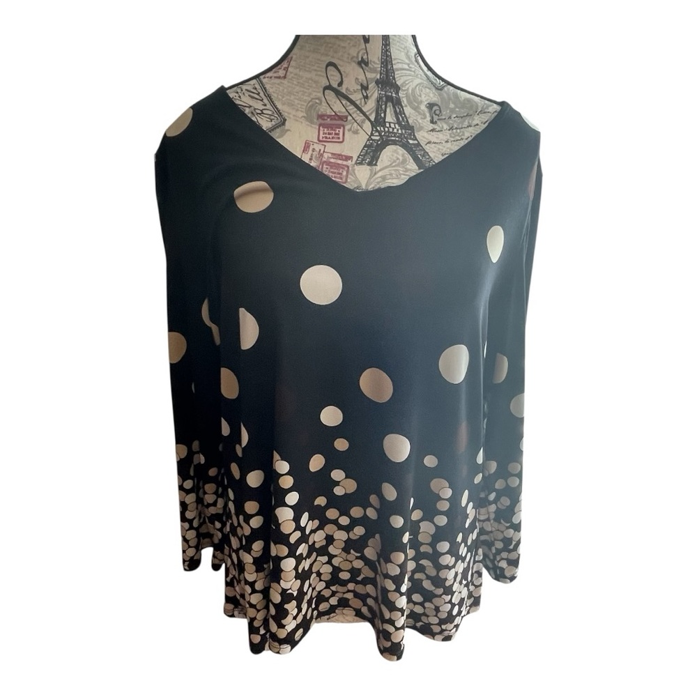 Elegant Black and Cream Polka Dot Blouse